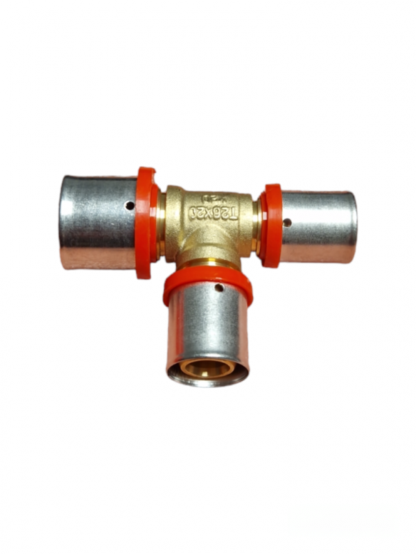 Multi-Kontur Pressfitting T-Stück erweitert 26 x 20 x 20 für Alu-Verbund und Mehrschichtverbundrohren TH+U