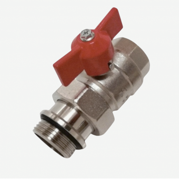 Kugelhahn 1" Gerade mit rotem Griff | Vorlauf-Absperrung für Heizkreisverteiler
